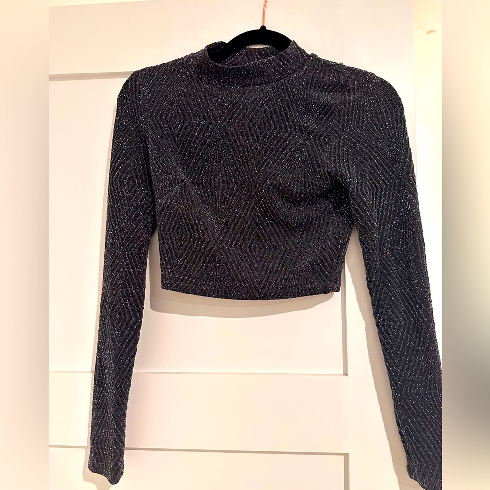 Speechless XS sparkle high neck crop top